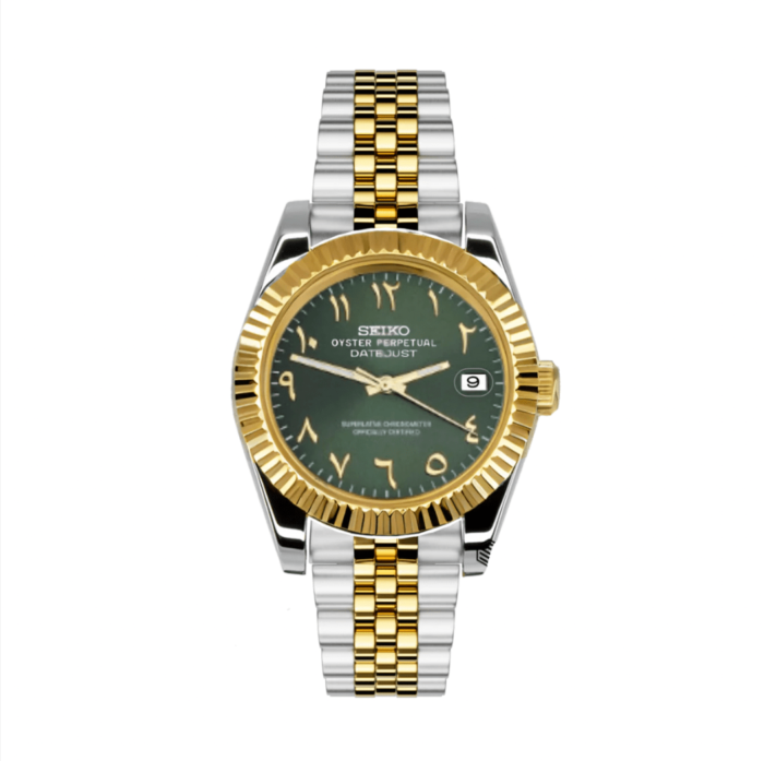 Seiko Mod Datejust Silver Gold - Arabic Green