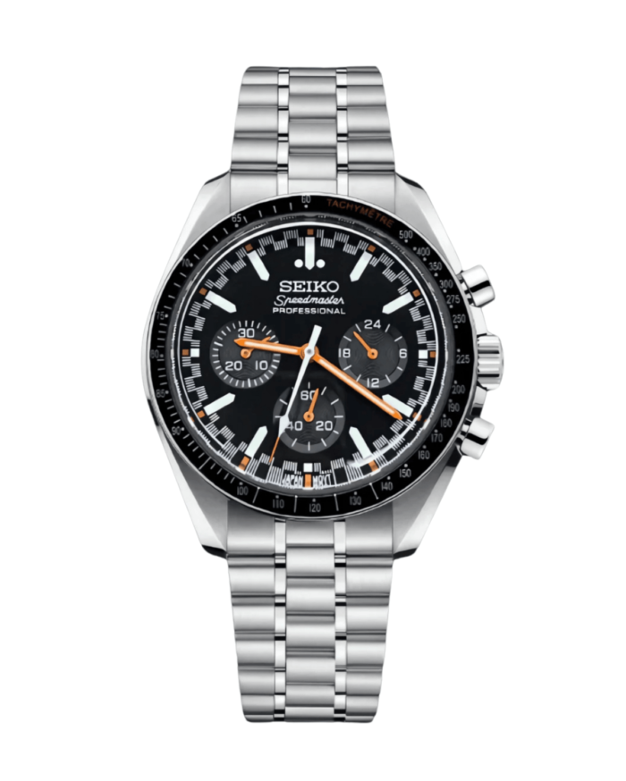 Seiko Mod Speedmaster Moonwatch Black - Orange