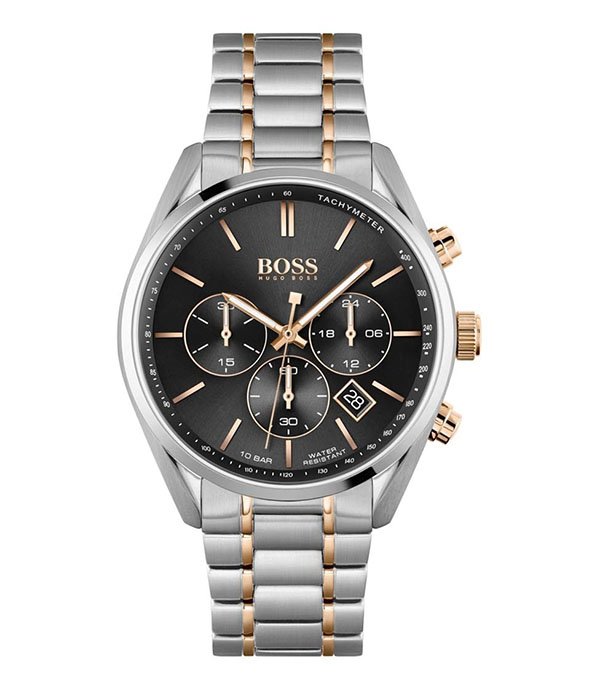 Hugo Boss Champion Silver/Rose Gold Stainless Steel 44mm Men's Watch (1513819)