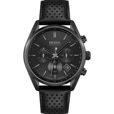 BOSS Champion Black Leather 44mm Men's Watch (1513880)