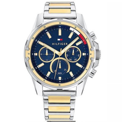Tommy Hilfiger Mason Silver/Gold Stainless Steel 45mm Men's Watch (1791937)