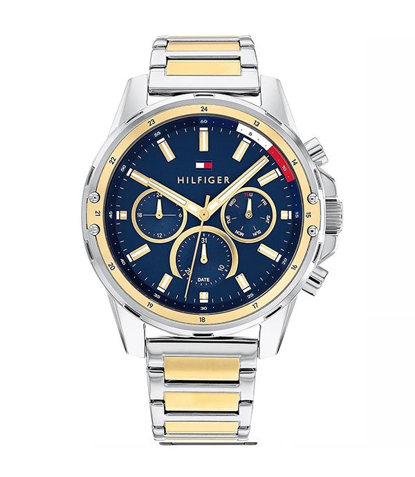 Tommy Hilfiger Mason Silver/Gold Stainless Steel 45mm Men's Watch (1791937)