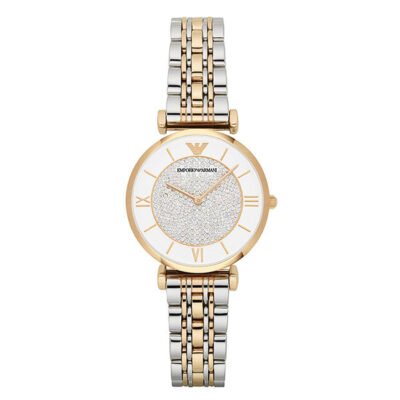 Emporio Armani Gianni T-bar Silver/Gold Stainless Steel 32mm Ladies Watch (AR2076)