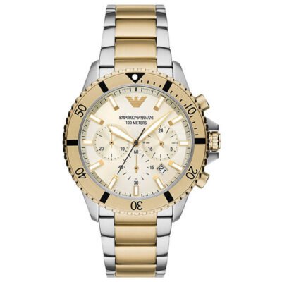 Emporio Armani Diver Silver/Gold Stainless Steel 43mm Men's Watch (AR11606)