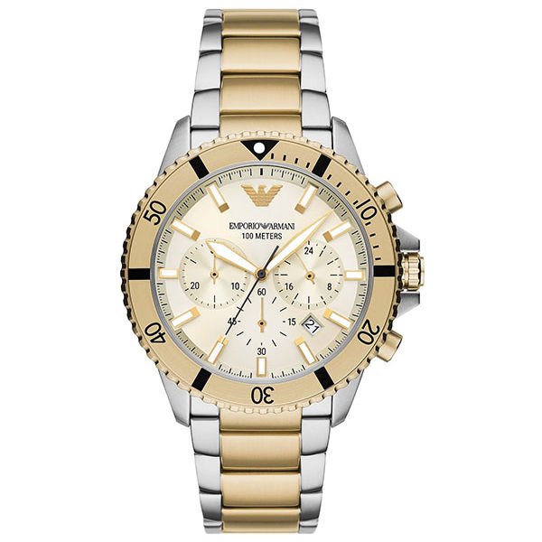 Emporio Armani Diver Silver/Gold Stainless Steel 43mm Men's Watch (AR11606)