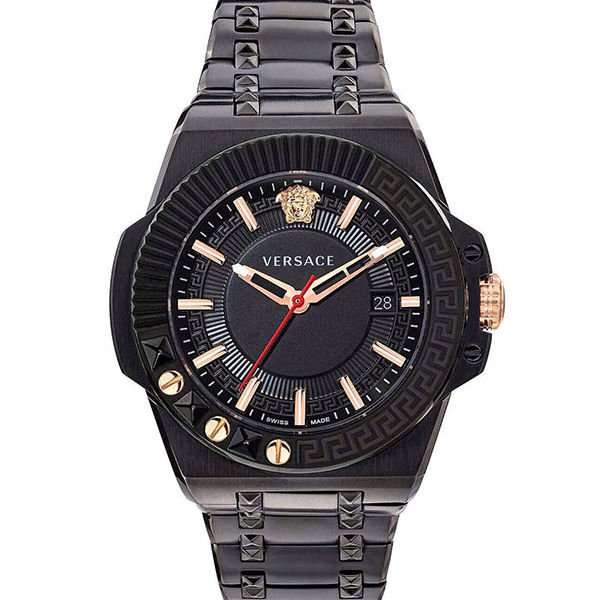 Versace Chain Reaction Black Stainless Steel 42mm Men's Watch (VEDY00719)
