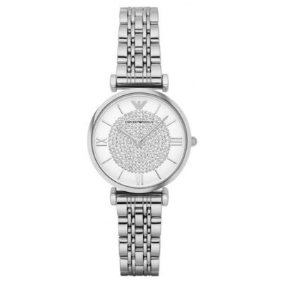 Emporio Armani Gianni T-bar Silver/Gold Stainless Steel 32mm Ladies Watch (AR1925)
