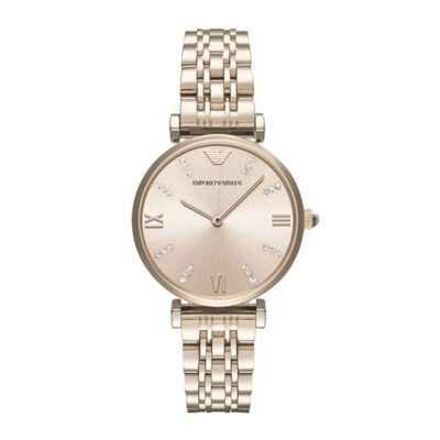 Emporio Armani Gianni T-Bar Rose Gold Stainless Steel 32mm Ladies Watch (AR11059)