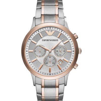 Emporio Armani Renato Silver/Rose Gold Stainless Steel 43mm Men's Watch (AR11077)