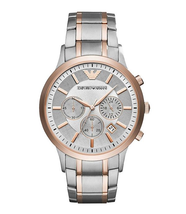 Emporio Armani Renato Silver/Rose Gold Stainless Steel 43mm Men's Watch (AR11077)
