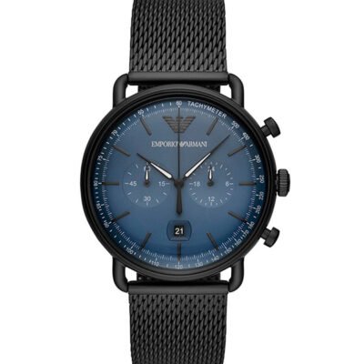 Emporio Armani Aviator Black Stainless Steel 44mm Men's Watch (AR11201)