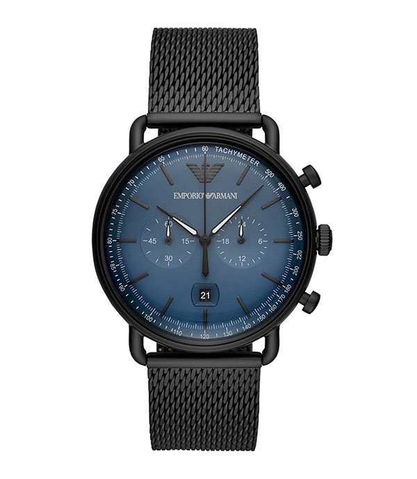Emporio Armani Aviator Black Stainless Steel 44mm Men's Watch (AR11201)