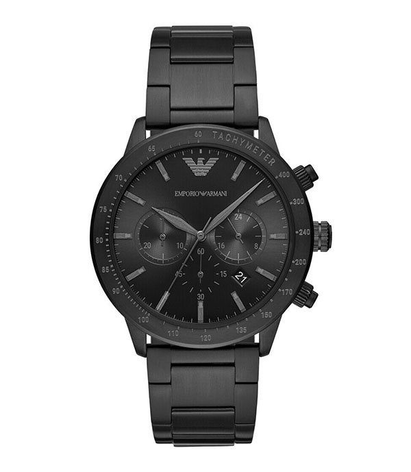 Emporio Armani Mario Black Stainless Steel 42mm Men's Watch (AR11242)
