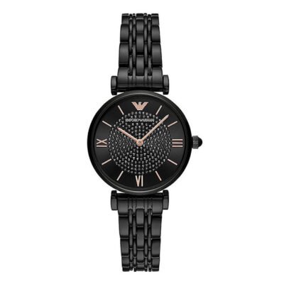Emporio Armani Gianni T-bar Black Stainless Steel 32mm Ladies Watch (AR11245)