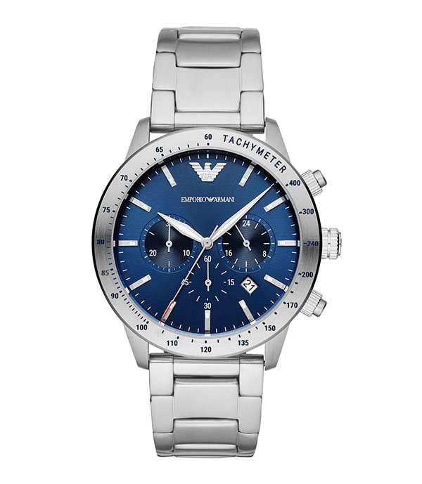 Emporio Armani Mario Silver Stainless Steel 43mm Men's Watch (AR11306)