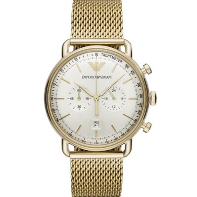 Emporio Armani Aviator Gold Stainless Steel 43mm Men's Watch (AR11315)