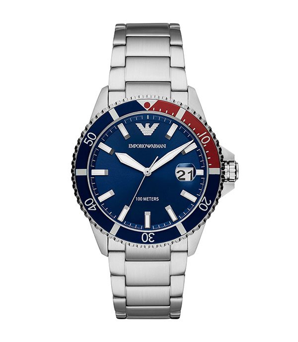 Emporio Armani Diver Silver Stainless Steel 43mm Men's Watch (AR11339)
