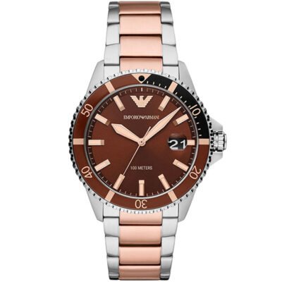 Emporio Armani Diver Silver/Rose Gold Stainless Steel 42mm Men's Watch (AR11340)