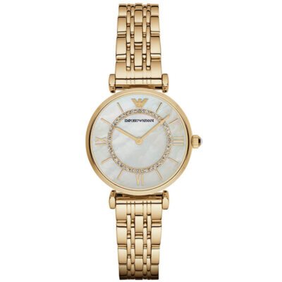 Emporio Armani Gianni T-Bar Gold Stainless Steel 32mm Ladies Watch (AR1907)