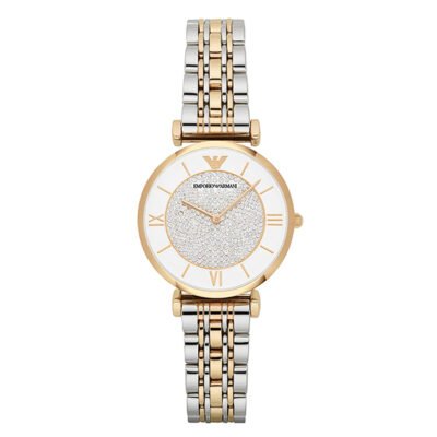 Emporio Armani Gianni T-bar Silver/Gold Stainless Steel 32mm Ladies Watch (AR2076)
