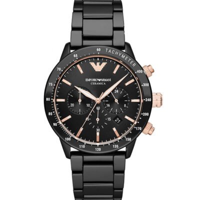 Emporio Armani Mario Black Stainless Steel 43mm Men's Watch (AR70002)