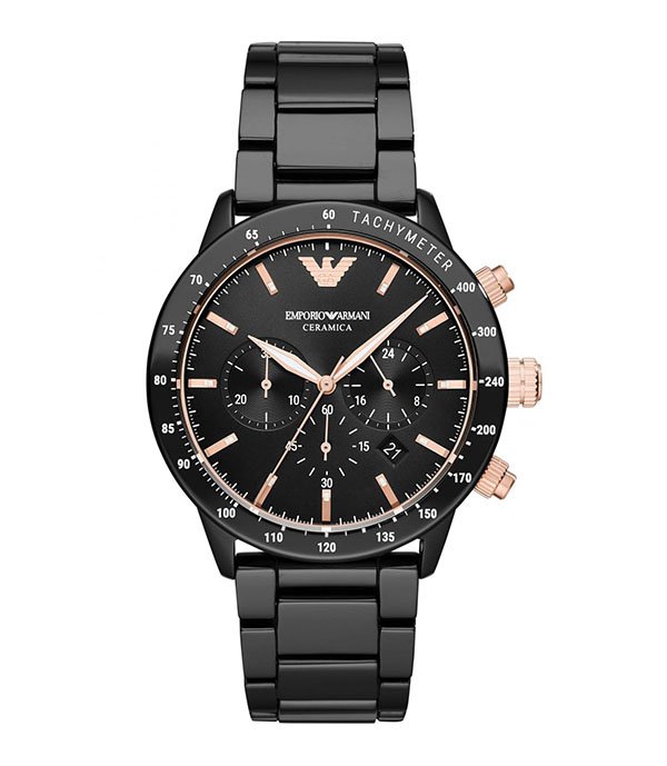 Emporio Armani Mario Black Stainless Steel 43mm Men's Watch (AR70002)