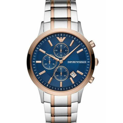 Emporio Armani Renato Silver/Rose Gold Stainless Steel 43mm Men's Watch (AR80025)