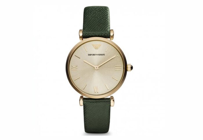 Emporio Armani Gianni T-Bar Green Leather 32mm Ladies Watch (AR1726)
