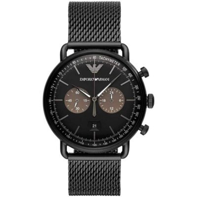 Emporio Armani Aviator Black Stainless Steel 44mm Men's Watch (AR11142)