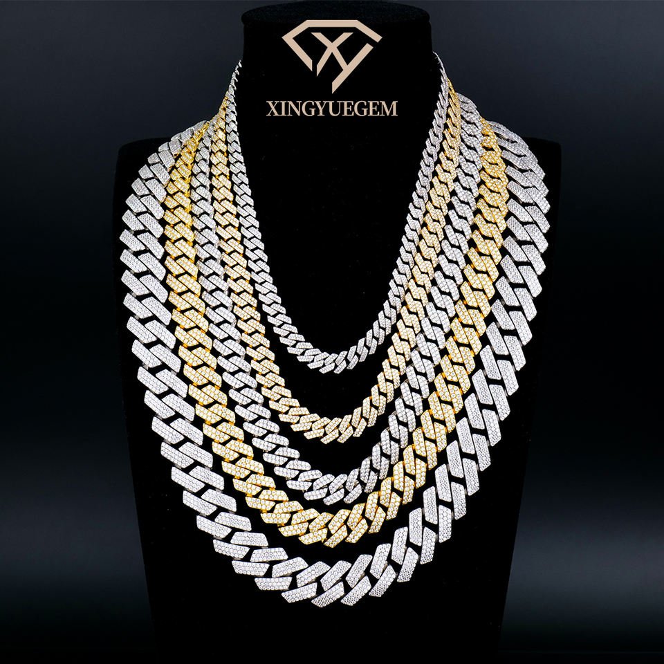 925 Sterling Silver Iced Out Moissanite Cuban Link Chain – 8mm to 20mm