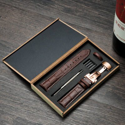 Genuine Leather Watch Strap – 12–24mm Vintage Butterfly Buckle