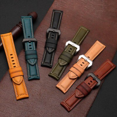 Italian Calfskin Full Grain Leather Watch Strap – Multi-Color 18–22mm
